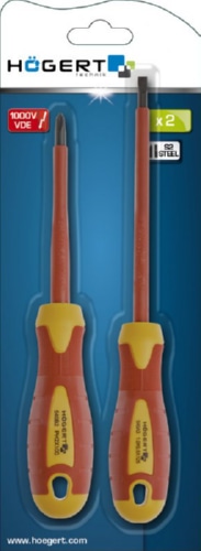 Набор изолированных отверток SL5,5, 125 мм, PH2, 100 мм, 1000 V, сталь S2, 2 шт. HOEGERT