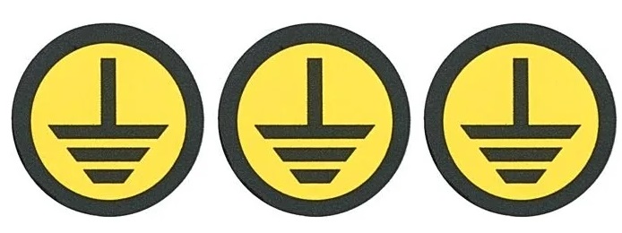 Знак безопасности символ "Земля" d=20мм желтый (уп./100 шт) HLT