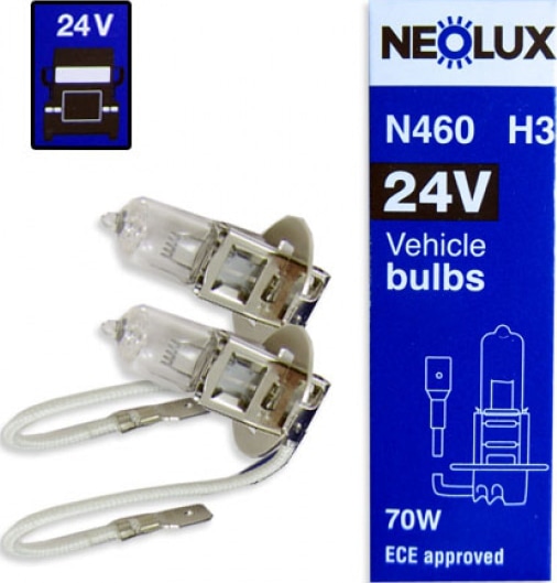 Лампа H3 N460 70W 24V PK22S 10X10X1 NEOLUX