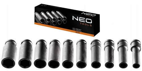 Набор сменных головок 1/2"  10 шт.  (10, 12, 13, 14, 15, 17, 19, 21, 22, 24мм) (NEO)