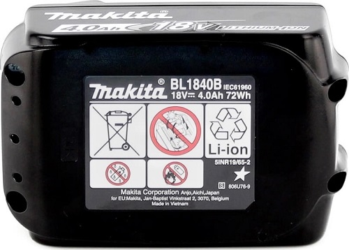 Аккумуляторная батарея BL1840B (18В, 4Ач, индикатор заряда), картон, 1 шт. Makita