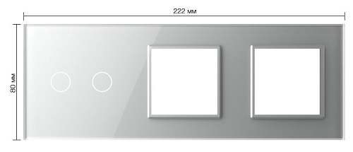 Панель для сенсорного выключателя и двух розеток Livolo, 2 клавиши, цвет серый, стекло