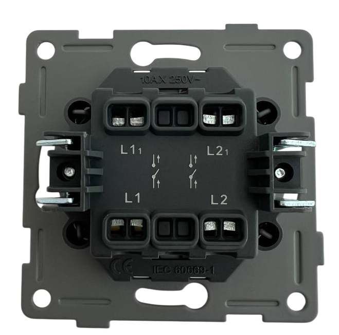 Выключатель 2-кл. белый U1A-002-1 SoftTouch "Uno" AWSproducts