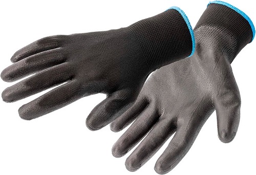 Перчатки рабочие полиуретановые, черные, размер 9 HOEGERT