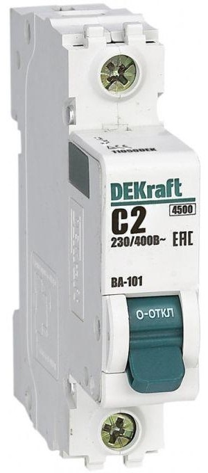 Автоматический выключатель ВА-101 C2/1 4.5кА Dekraft