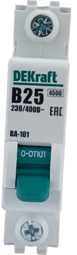 Автоматический выключатель ВА-101 B25/1 4.5кА Dekraft