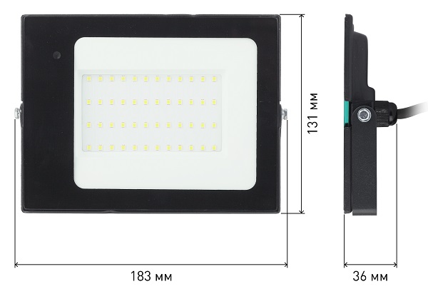 Прожектор светодиодный уличный LPR-041-1-65K-050 50Вт 6500К 3500Лм IP65 датчик движения нерегулируем