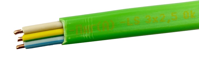 Кабель ВВГ-пнг(A)-LS 3*2,5 (ГОСТ) (плоский) (отмотка) -0,66 зелёный