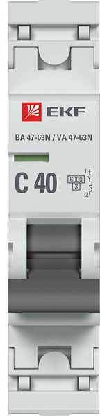 Автоматический выключатель 1P 40А (C) 6кА ВА 47-63N EKF PROxima