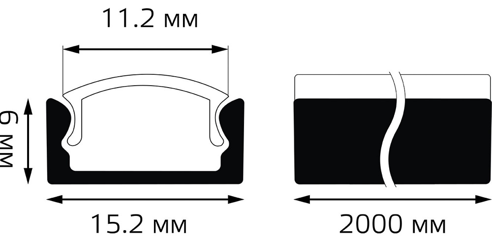 Алюминиевый профиль для ленты LED Gauss прямой 15,2 *6 мм  -   2m 1/60