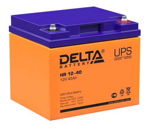 Аккумуляторная батарея Delta HR12-40 (12В 45Ач) (198*166*170)