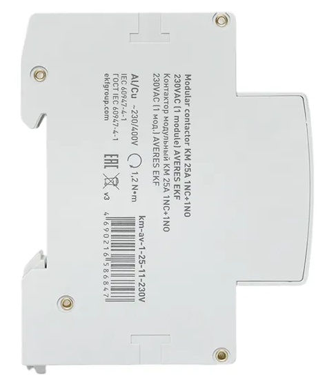 Контактор модульный КМ 25/11 (кат.230В AC, 1но+1нз, 25A AVERES) EKF