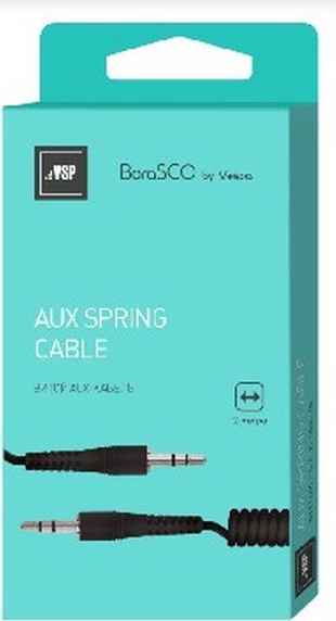 AUX-кабель, витой, 2м, черный, Borasco