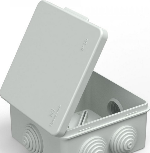 Коробка распред. о/п 100х100х50 IP55 СЕРАЯ  пр. монт. атмосферостойкая HF УФ Промрукав (60)