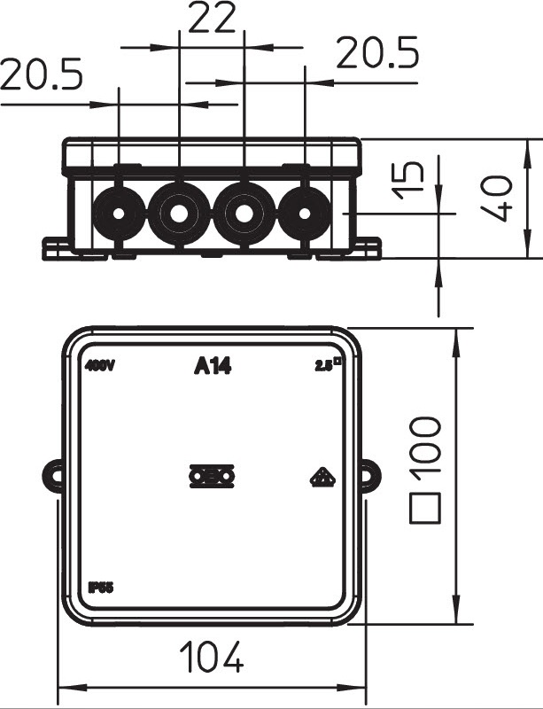 Коробка распред. о/п 100х100х40 IP55 БЕЛАЯ А14 OBO Bettermann (10)