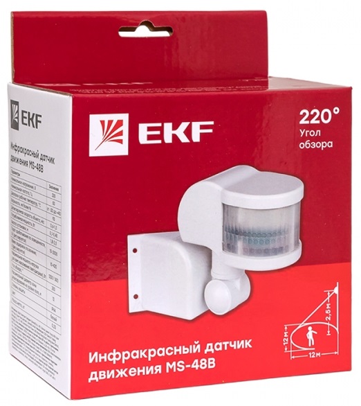 ИК датчик движения угловой 1200Вт 270гр. до 12м IP44 MS-48B EKF PROxima