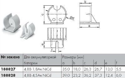 Держатель аварийного модуля NiCd300