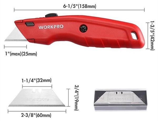 Нож с трапециевидным лезвием, WORKPRO