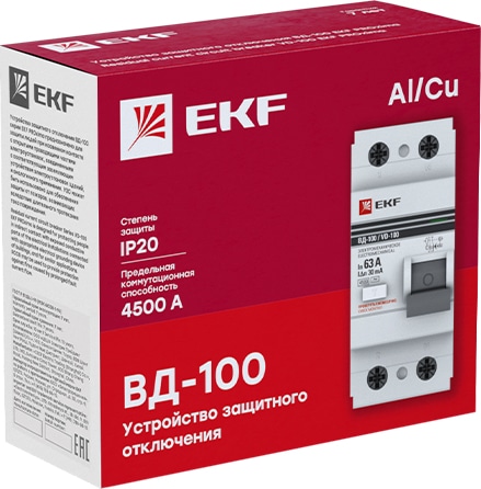 Устройство защитного отключения УЗО ВД-100 2P 16А/ 30мА (электромеханическое) EKF PROxima