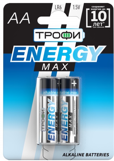 Батарейки Трофи LR6-2BL ENERGY MAX Alkaline (40/320/15360)