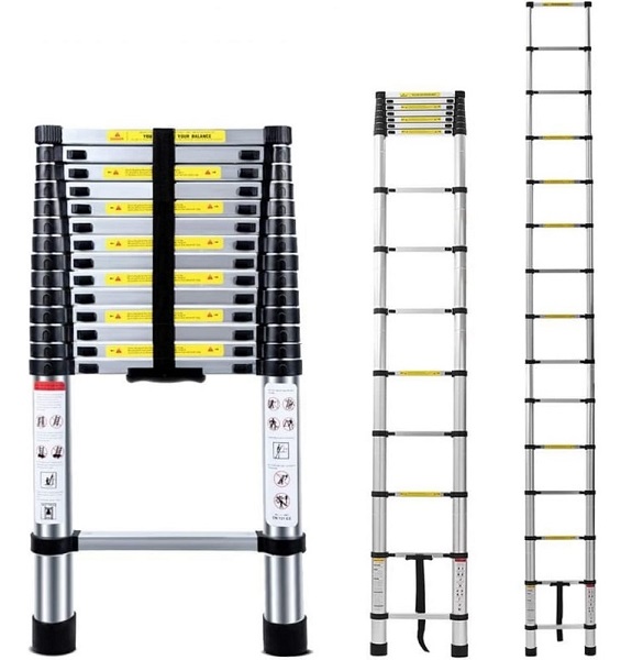 Телескопическая лестница 4,4м, 15 ступеней, вес 12,3кг (размер в сложенном состоянии 91*48*10см) (TL