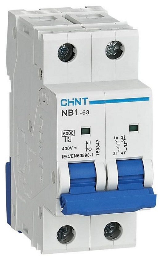 Автоматический выключатель NB1-63 C6/2 6кА CHINT