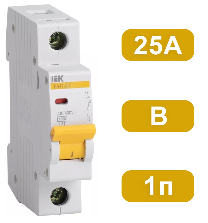 Автоматический выключатель ВА47-29 B25/1 4,5кА IEK