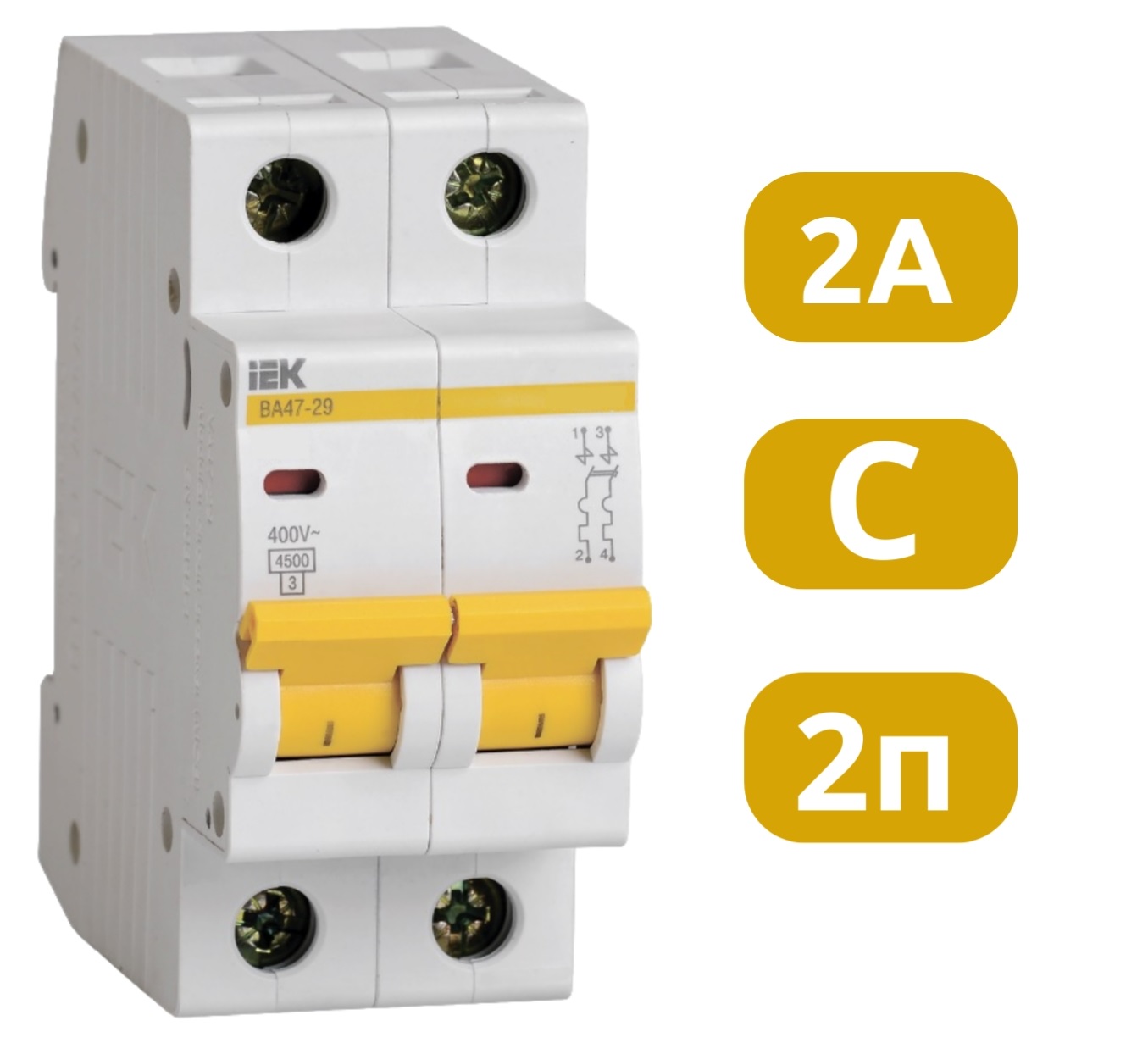 Автоматический выключатель ВА47-29 C2/2 4,5кА IEK