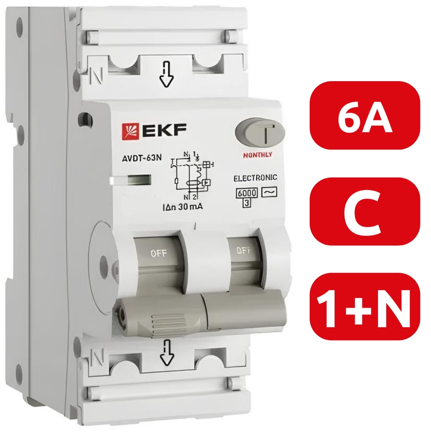 АВДТ-63N C6/1+N 30мА, тип А, 6кА PROXIMA EKF