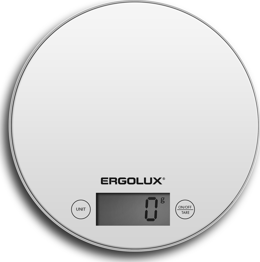 Весы кухонные круглые белые (до 5 кг, 185 мм) ERGOLUX ELX-SK03- С01