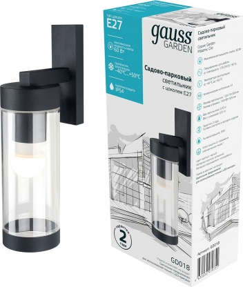 Светильник Gauss Clio на стену вниз 7.6*29.8*13.3cm, 1xE27, Max.60W, IP54
