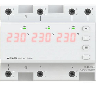 Реле напряжения Welrok D6-63 63А 3ф