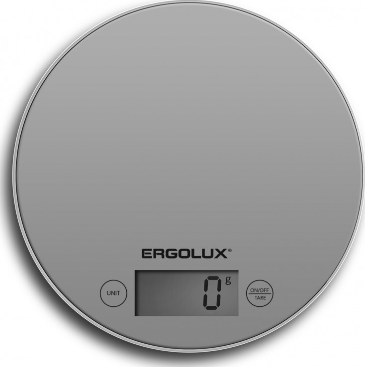 Весы кухонные круглые серые металлик (до 5 кг, 185 мм) ERGOLUX ELX-SK03- С03