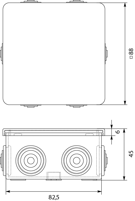 Коробка распред. PI80 B  80x80 белая IP44