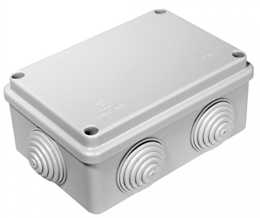 Коробка распред. о/п 120х80х50 IP55 СЕРАЯ атмосферостойкая HF УФ Промрукав (64)