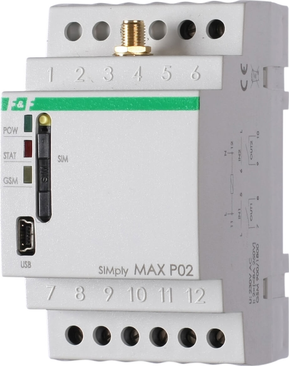 Реле дистанционного управления 230v 8A (GSM) (SIMplyMAX-P02)