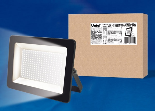 Прожектор светодиодный ULF-F18-150W/DW IP65 200-240V Black 15000lm