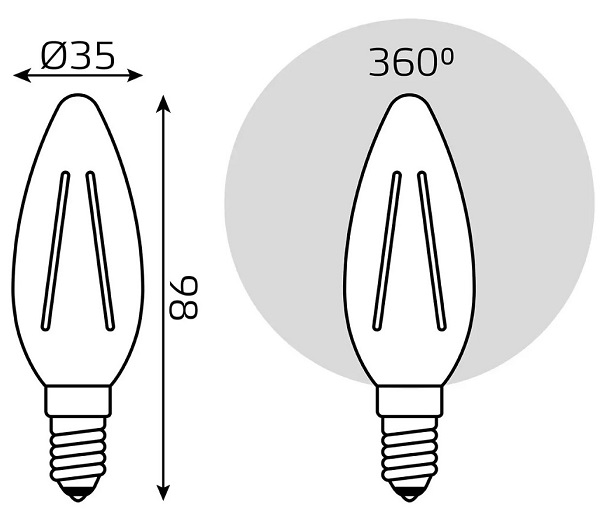 Лампа LED C35 E14 2700К 7Вт 550Лм упак. 3Шт Filament Elementary Gauss