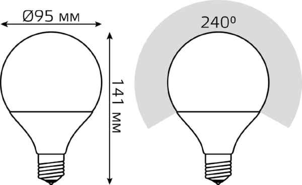 Лампа Gauss LED G95 E27 16W 1360lm 3000K 1/20