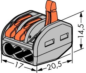 Клеммник CAGE CLAMP 3*(0,08 - 2,5mm)  32A 400V   (уп 50шт)