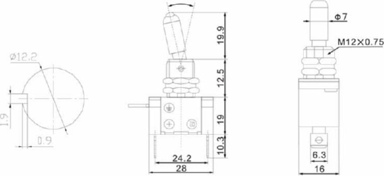 Тумблер 12V 20А (3c) ON-OFF LED крас. Rexant