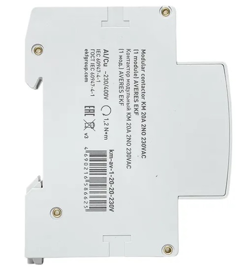 Контактор модульный КМ 20/20 (кат.230В AC, 2но, 20A AVERES) EKF