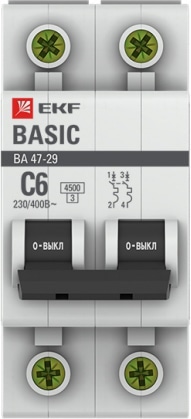 Автомат ВА 47-29 2P  6А (C) 4,5кА 400В Basic