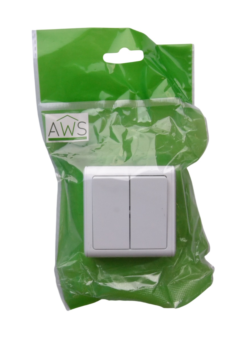 Выключатель ОУ проходной 2-кл. белый SD-S004W "Standard" AWSproducts