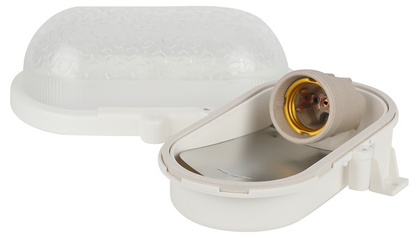 Светильник ЭРА НБП 01-60-012 с ободком Евро пластик/стекло IP53 E27 60Вт 185х120х110 овал белый