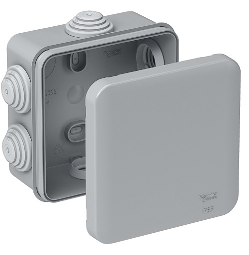 Коробка распред. о/п 85х85х40 IP55 СЕРАЯ 6 сальников System Electric (72)