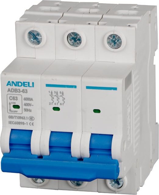 Автоматический выключатель ADB3-63 C25/3 6kA Andeli, 