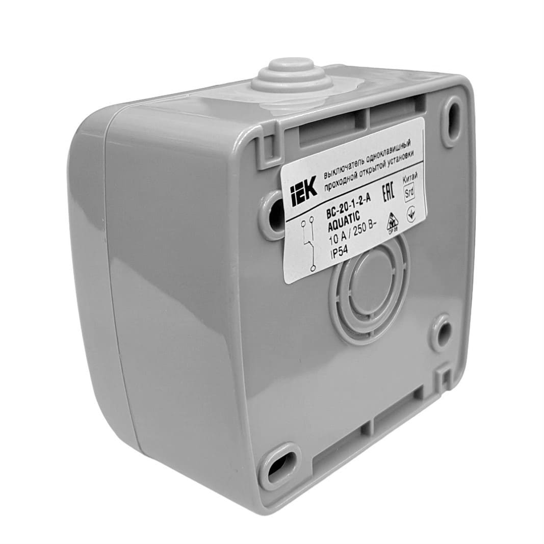 Выключатель ОУ проходной 1-кл. серый IP54 AQUATIC IEK