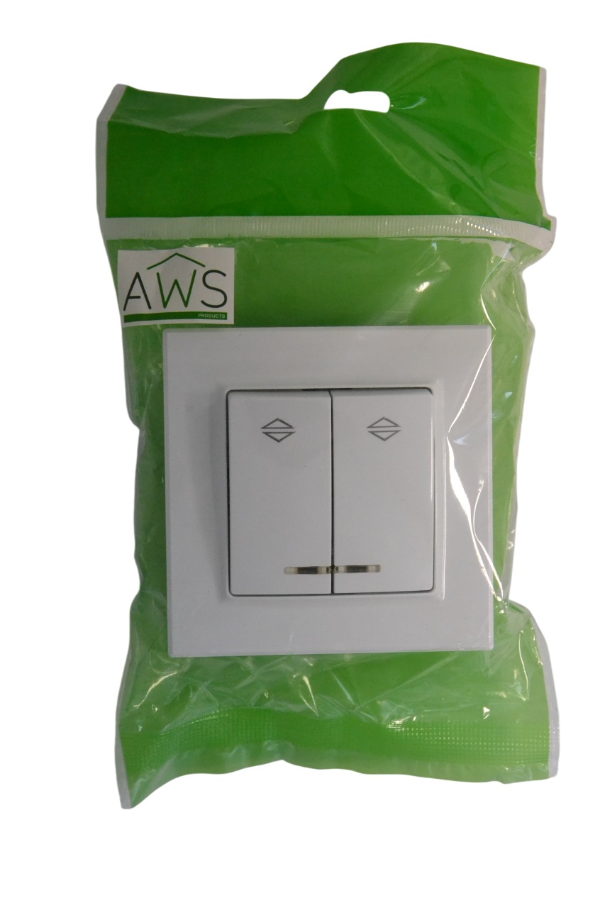 Выключатель проходной 2-кл. с подсветкой белый SD-P1008W "Standard" AWSproducts