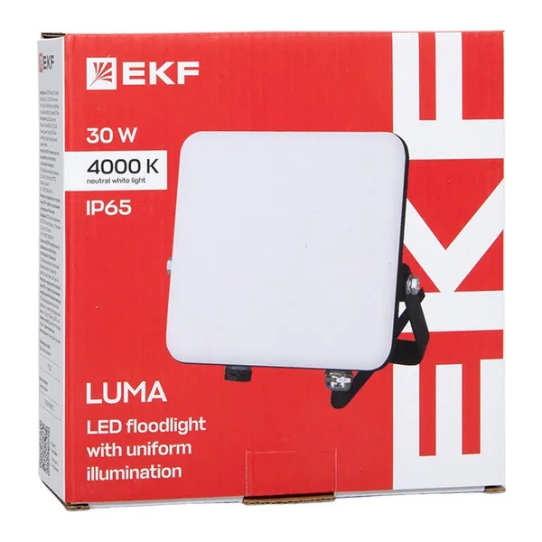 Прожектор LED СДО-4003 30Вт 4000К IP65 с равномерной засветкой LUMA EKF